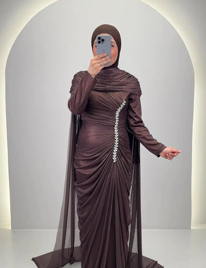 Velina aftenkjole brun