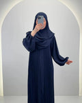 Hifaya Abaya Sæt med Khimar Mørkeblå