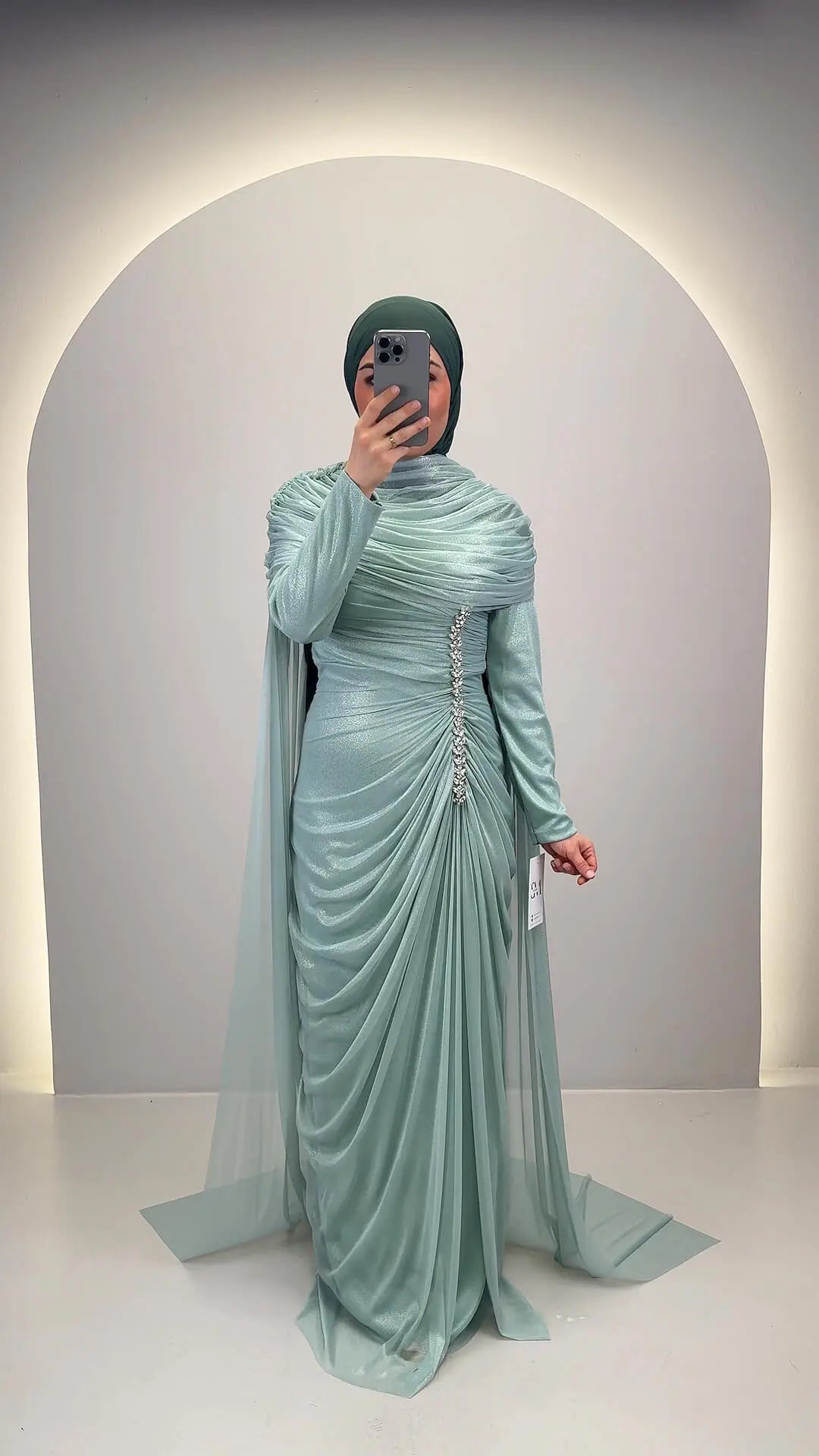 Velina aftenkjole mint