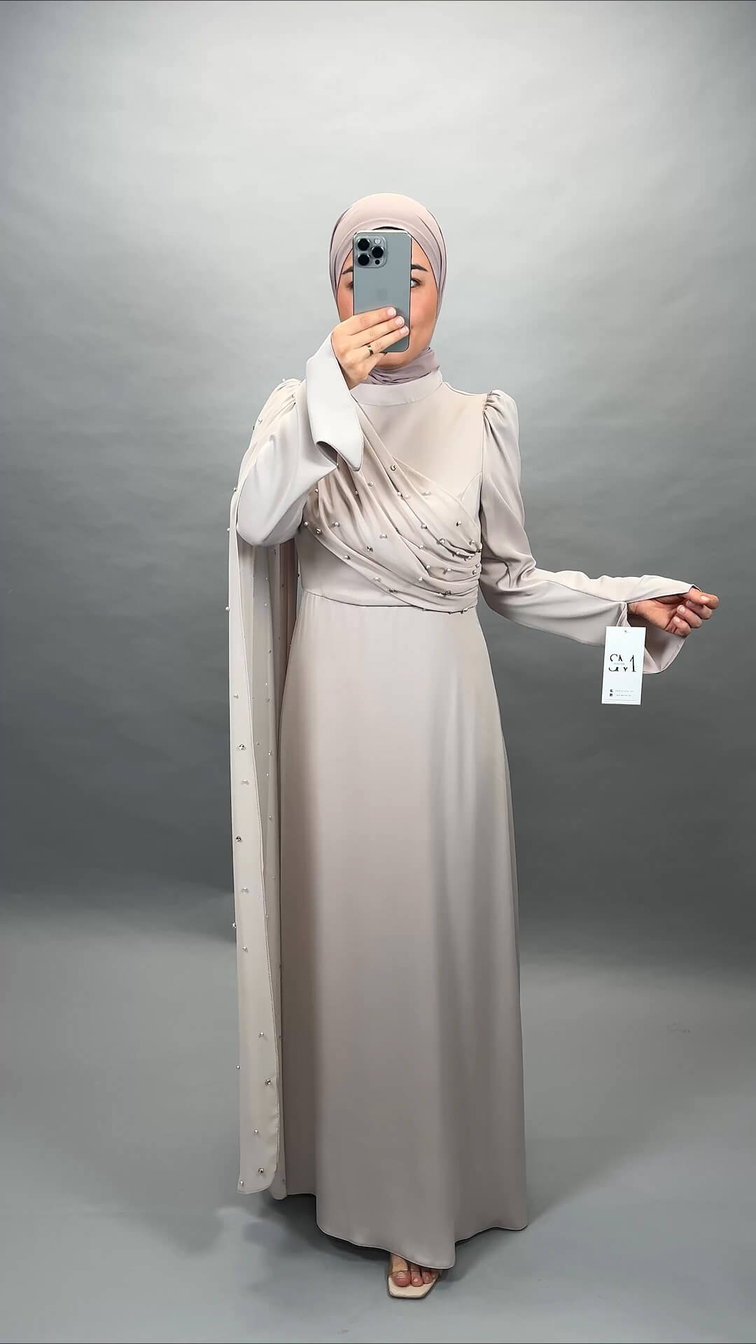 Mirsu aftenkjole beige