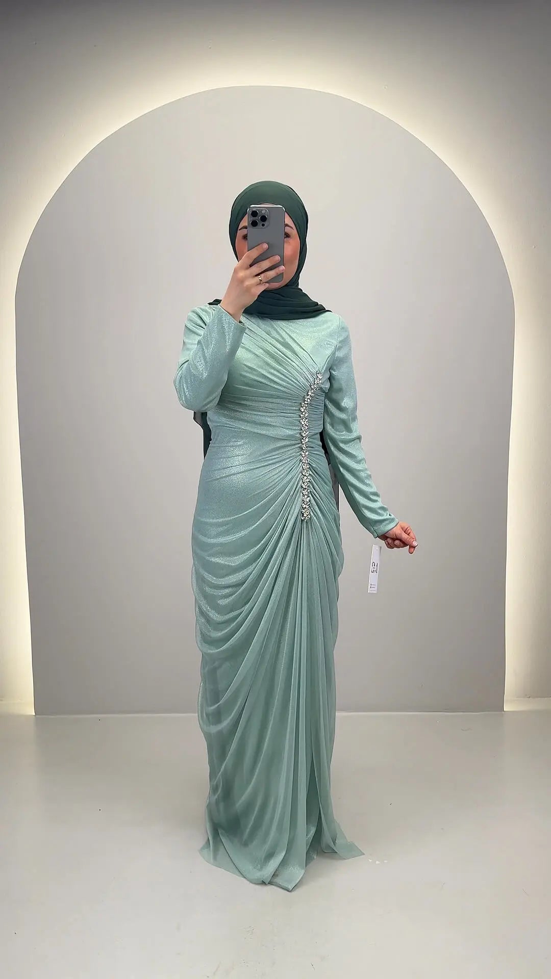Velina aftenkjole mint