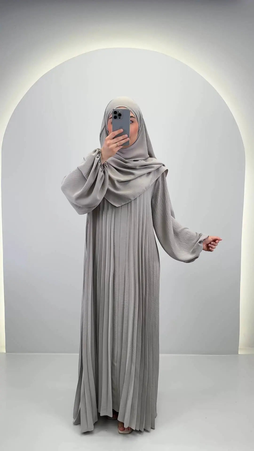 Hifaya Abaya sæt med Khimar taupe