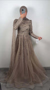 Narin Exklusive Abendkleid Taupe - Semode