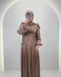 Estel Evening dress with Hijab Taupe
