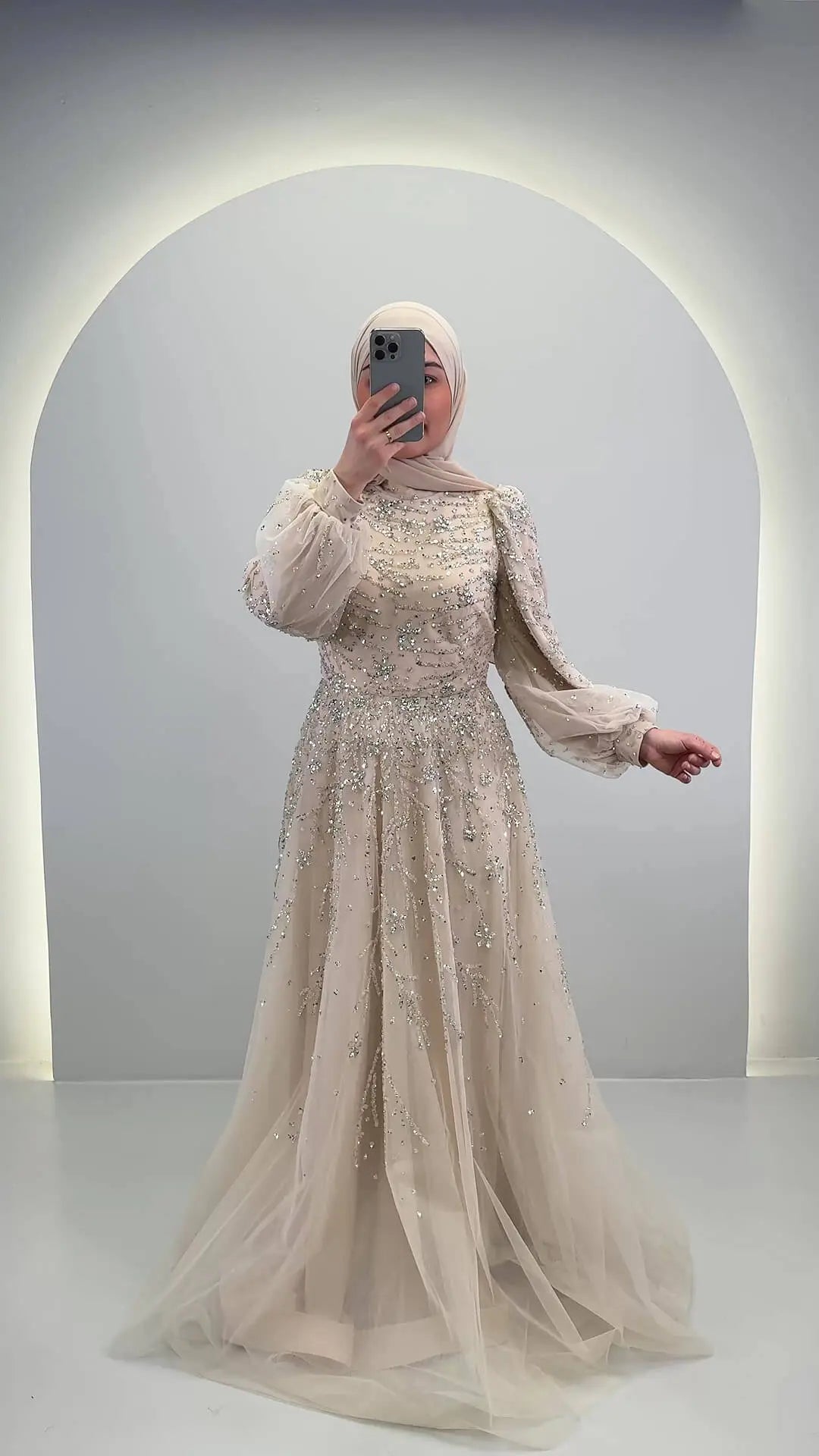 Elsa Aftenkjole Beige