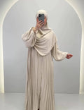 Hifaya Abaya Sæt med Khimar Beige