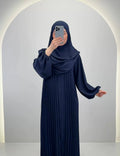 Hifaya Abaya Sæt med Khimar Mørkeblå
