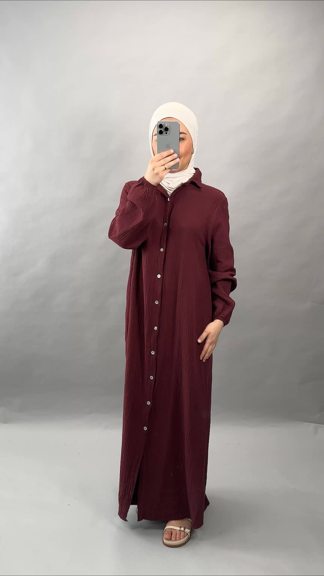 Elay Musselin Kleid Weinrot