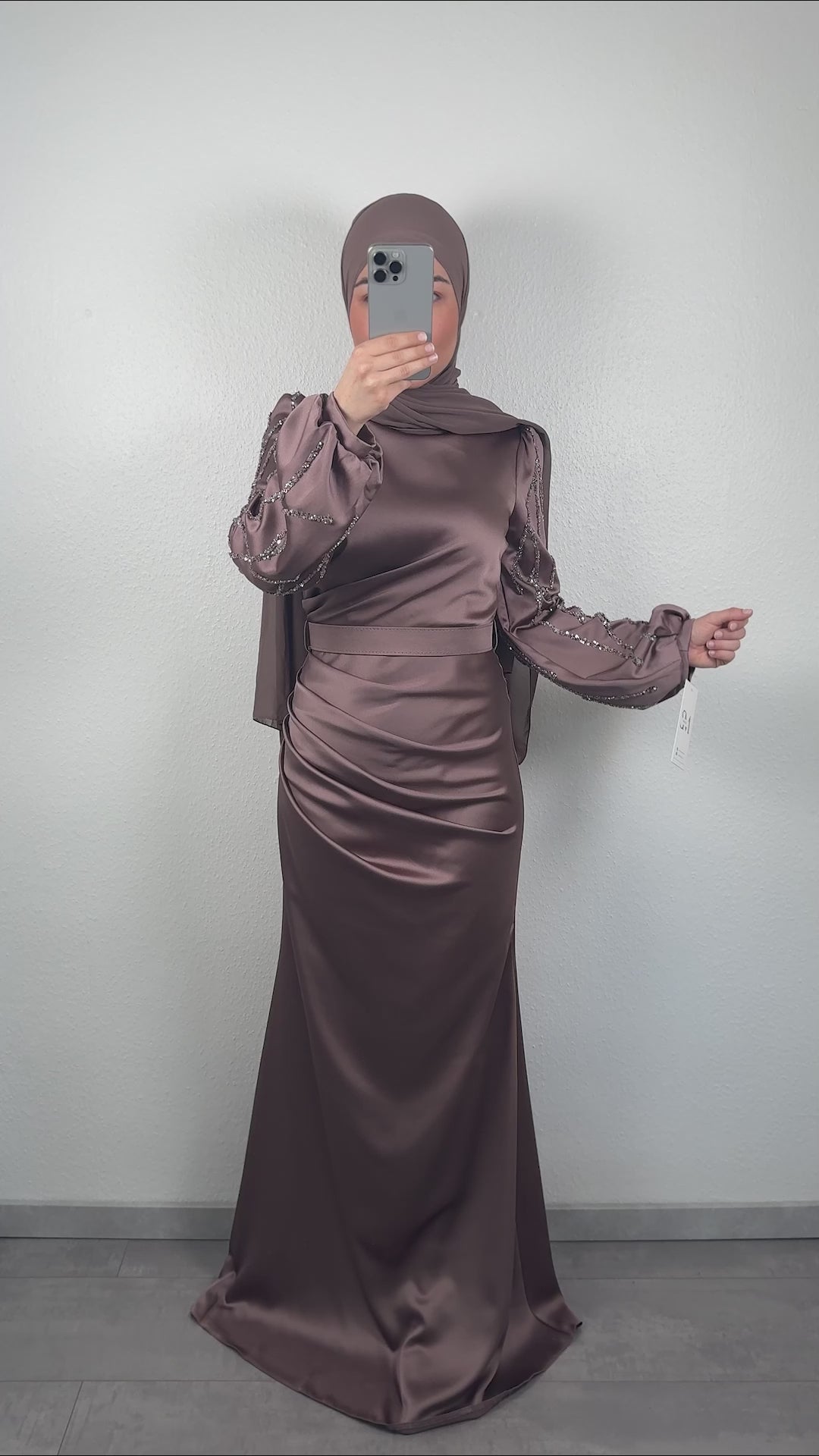 Robe de soirée Tami taupe