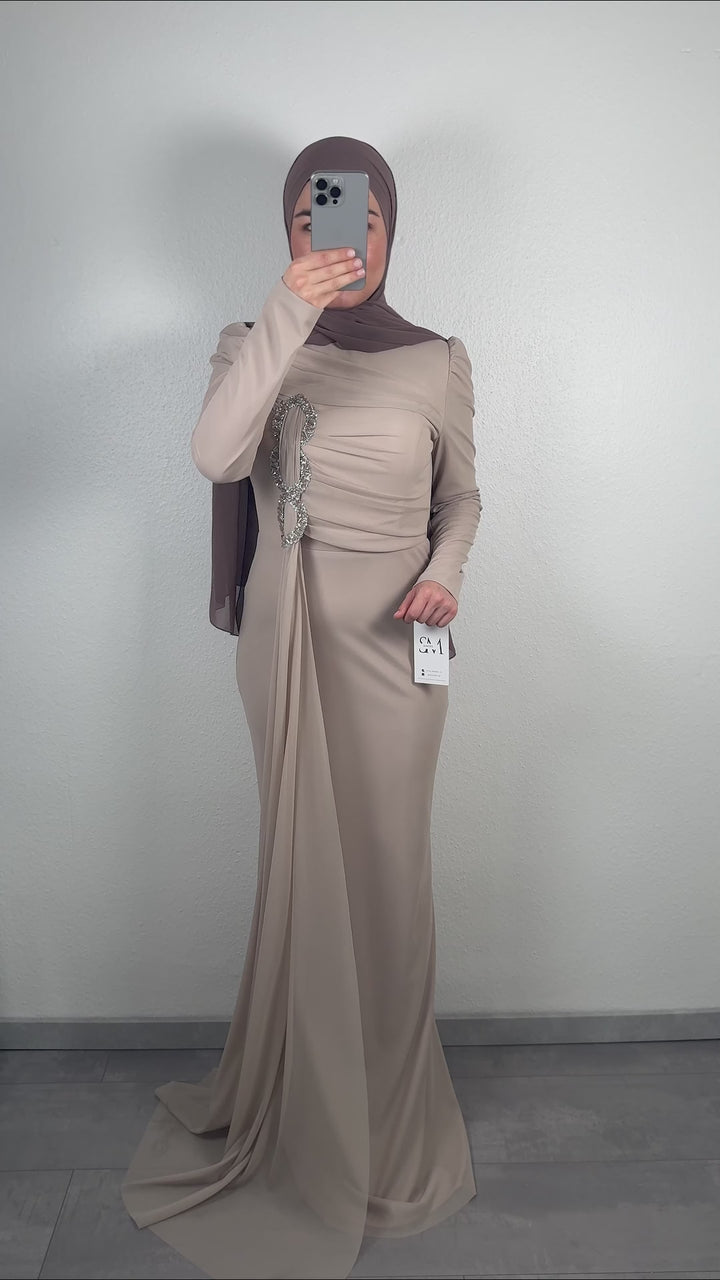 Melika evening dress beige