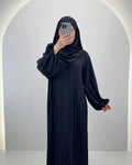 Hifaya Abaya Sæt med Khimar Sort