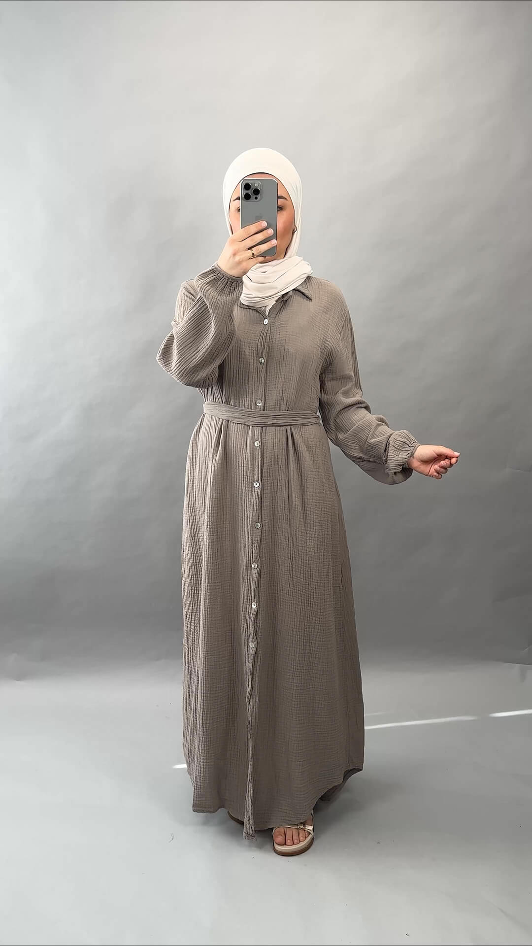Elay Musselin Kleid Taupe