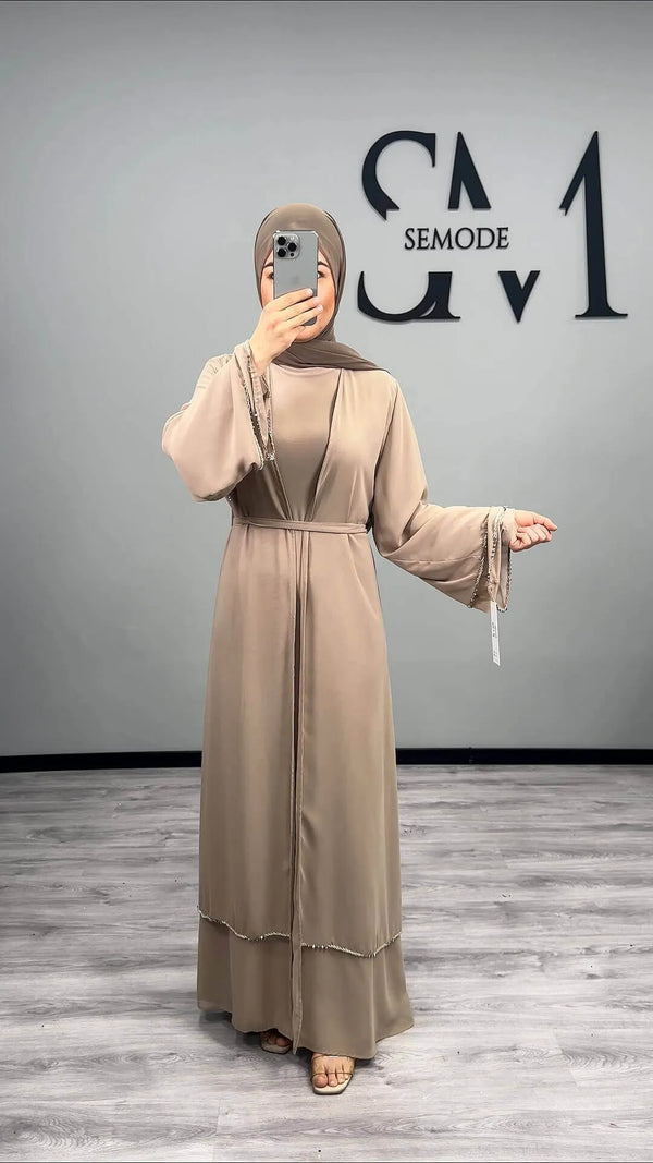 Zeina Premium Abaya Beige 2 Teilig - Semode